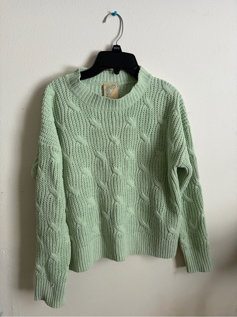 Cute Cable Knit Crewneck Sweater - Mint Green